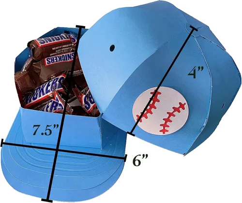 Miniatura 3 de Caja de regalo para gorra de béisbol (2 juegos), piezas de caja de regalo de gorra de béisbol azul, idea de regalo de kit de manualidades, 6 x 7.5 x