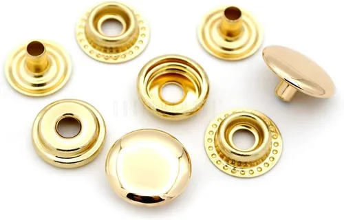 Miniatura 2 de CRAFTMEMORE 50 juegos de sujetadores a presión chapados en oro para bolsa de chaqueta, cierre de lona #201 VT47 (0.59 pulgadas)