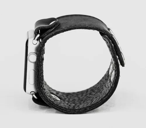 Miniatura 8 de Correa de cuero cosida ancha compatible con Apple Watch de 1.496 in 1.575 in 1.614 in 1.654 in 1.732 in 1.772 in 1.811 in 1.929 in, hecho a mano UA