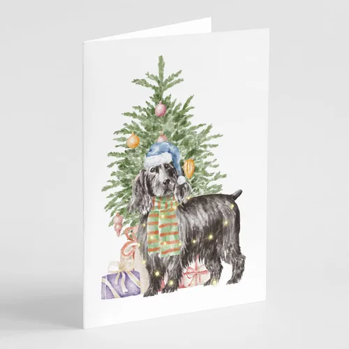 Miniatura 15 de Caroline's Treasures CK8213GCA7P Bulldog, Bulldog Inglés #2 - Tarjetas de felicitación y sobres de árbol de Navidad, paquete de 8 tarjetas en blanco