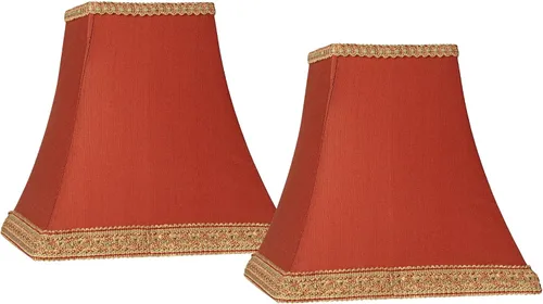 Juego de 2 pantallas cuadradas para lámpara (premontadas), color naranja y rojo, tamaño mediano, 5 pulgadas superior x 9 pulgadas inferior x 10