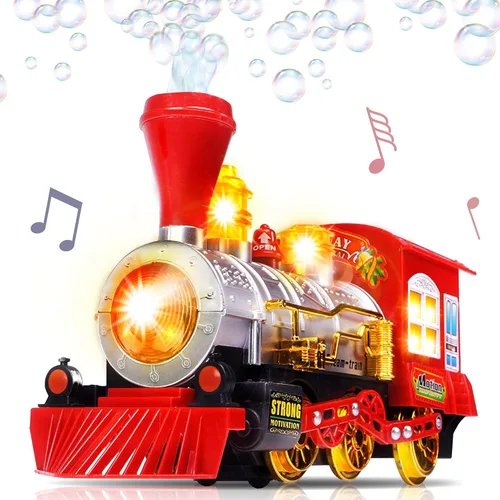 ArtCreativity Máquina de burbujas de juguete de tren de Navidad para niños, soplador de burbujas, tren de música de burbujas para niños con luces y