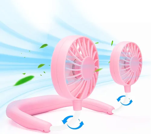 Miniatura 14 de Ventilador de cuello portátil y recargable, manos libres de carga USB con 3 velocidades ajustables y rotación libre de 360º, perfecto para Blanco