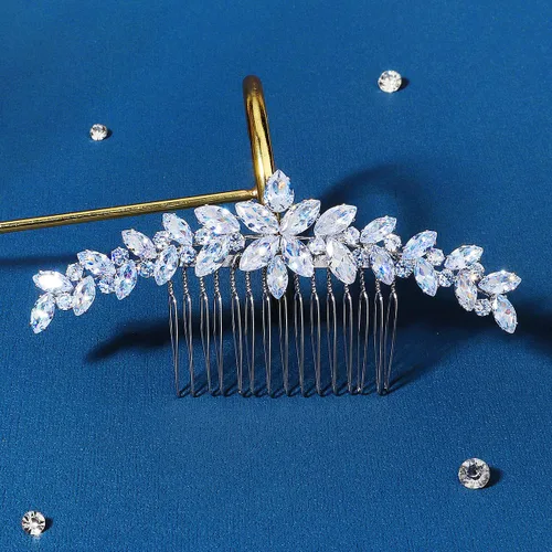 Miniatura 4 de Missgrace Peine de pelo de circonita brillante para novia, estilo bohemio, simple, para novia, boda, graduación, brillante, diamantes de imitación