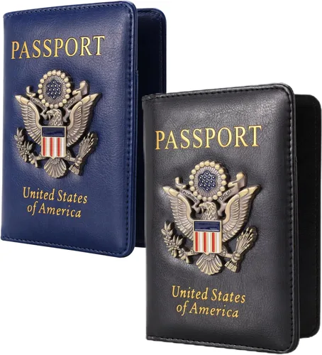 Funda para pasaporte, cartera de viaje con bloqueo RFID, carteras para pasaporte, organización de pasaporte familiar, funda personalizada para