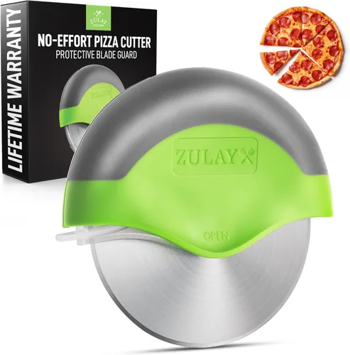 Zulay - Rueda cortadora de pizza de mano – Cortador de rueda de pizza de acero inoxidable afilado con protector de hoja protectora – Cortador de