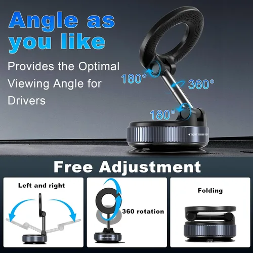 Miniatura 6 de Soporte magnético de teléfono al vacío para tu automóvil, soporte de teléfono ajustable de 360° para Magsafe con potente imán, soporte plegable