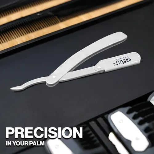Miniatura 9 de Kit de navaja de afeitar recta profesional GRAVITY RAZORS – Ultra Exposición, incluye 10 cuchillas premium, 2 mm expuestas, blanco