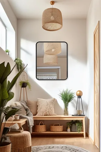 Miniatura 9 de ANDY STAR Espejo de baño negro para pared, espejo rectangular redondeado de 22 x 30 pulgadas, espejo de tocador de baño negro mate, espejo de pared