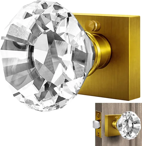 Miniatura 33 de Balin Designs - Perilla de puerta de cristal negro con cerradura, juego de perillas de puerta de vidrio para privacidad interior, manija decorativa
