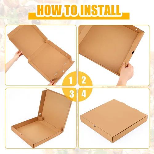 Miniatura 4 de PerKoop 100 cajas de pizza de 12 x 12 pulgadas a granel de cartón vacío de 12 pulgadas, caja de pizza cuadrada reutilizable para comida para llevar