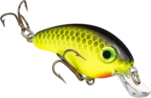 Strike King Señuelo de pesca Bitsy Pond Minnow Crankbait, 3/32 oz, irresistible para los peces Chartreuse con espalda negra