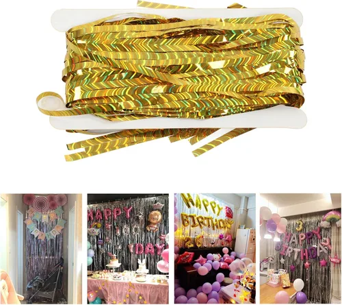 Miniatura 5 de 4 cortinas de fondo Tl, 3.3x6.6 ft reutilizable papel de aluminio Fe, cortina de fondo de fotos para cumpleaños, graduación, Año Nuevo, boda (ld)