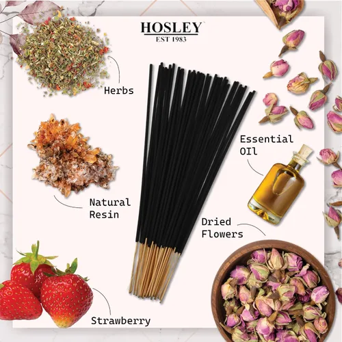 Miniatura 4 de Hosley Paquete de 120 varillas de incienso + paquete de 120 unidades (total 240) – Fresa – Paquete a granel perfecto para el hogar, meditación