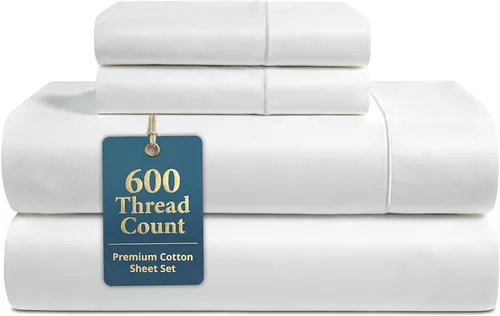 LANE LINEN Juego de sábanas tamaño King – Sábanas de 600 hilos 100% algodón de fibra larga, naturalmente frescas y duraderas para el uso diario, 01: