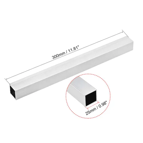 Miniatura 2 de uxcell Tubo cuadrado de aluminio 6063, tubo recto inconsútil de la longitud del grueso de pared de 25mmx25mmx1.16.4 ft m 984.3 ft m