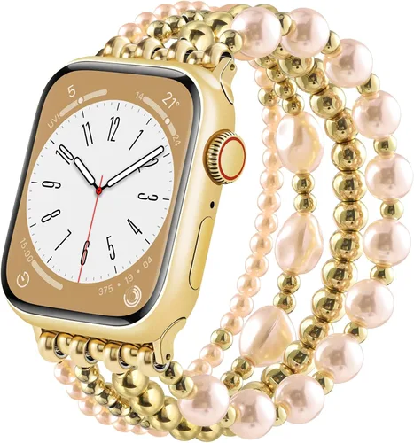 Miniatura 13 de CAGOS Pulsera de cuentas compatible con Apple Watch Series 11/10/9/8/7/6/5/4/3/2/1 SE de 1.496 in 1.575 in 1.614 in 1.654 in 1.732 in 1.772 in 1.811