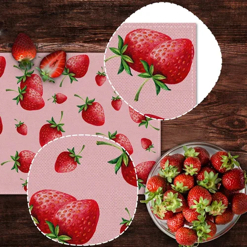 Miniatura 5 de Nepnuser Camino de mesa de fresa para niña, baby shower, decoración de fiesta de cumpleaños, decoración del hogar, comedor, cocina (13 x 72 pulgadas)