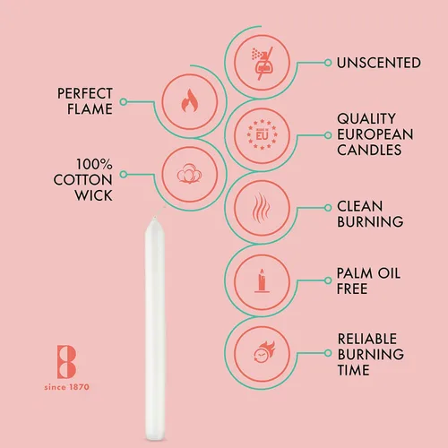 Miniatura 3 de BOLSIUS 10 velas blancas para el hogar, 9 pulgadas, calidad europea premium, aproximadamente 8 horas de tiempo de combustión, sin perfume, sin goteo