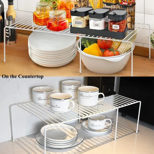 Miniatura 3 de Organizador de armario de cocina y estantes de almacenamiento, estante organizador expandible para congelador con patas resistentes a los arañazos