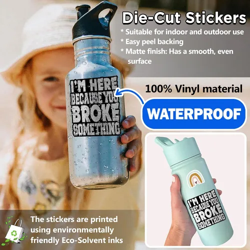 Miniatura 3 de Calcomanías de vinilo impermeables con texto en inglés "I I'm Here Because You Broke Something", diseño de mecánico, técnico de cuello azul