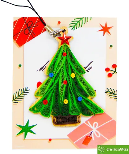 Miniatura 4 de Árbol de Navidad, decoración del hogar, decoración navideña, adorno hecho a mano, ornamento quilled, bolso, mochila, bolso, teléfono móvil