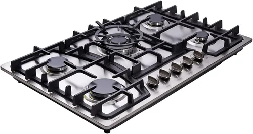 Miniatura 2 de Placa de cocina de gas de 30 pulgadas de acero inoxidable con 5 quemadores, estufa de combustible doble, placa de gas NG/LPG convertible HF57013