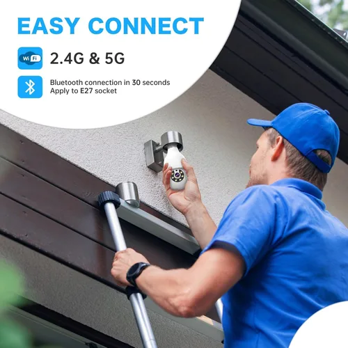 Miniatura 2 de Cámara de seguridad con bombilla de luz 2K 5G y 2.4G WiFi, cámaras de seguridad inalámbricas para exteriores e interiores, cámaras de bombilla