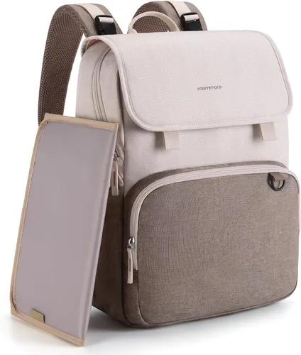 mommore Mochila para Pañales Unisex Bolsa para Bebé Bolsa de Pañales Grande con Cambiador, Bolsillos Aislados, Hebillas para Cochecito, Mochila de