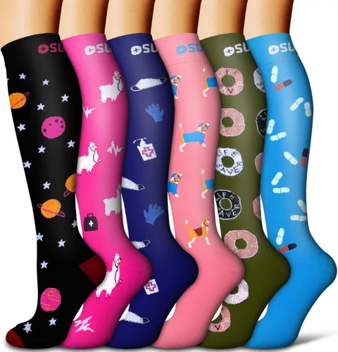 COOLOVER - 6 pares de calcetines de compresión con cobre para mujeres y hombres, el mejor soporte para correr, atletismo, enfermería, viajes