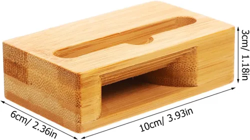 Miniatura 2 de NUOBESTY Soporte de teléfono de madera con amplificador de sonido, soporte universal para teléfono móvil, 3.93 x 2.36 x 1.18 pulgadas, amplificador