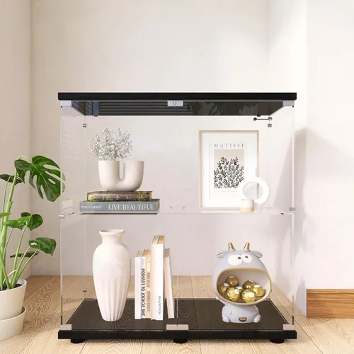 Miniatura 19 de Vitrina de cristal con luces y cerradura, vitrina Curio de 4 niveles con puerta de cristal, escaparate de pie para sala de estar, dormitorio, Blanco