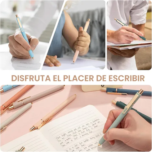 Miniatura 5 de Linbsunne Bolígrafos de gel de tinta negra para oficina 0.5mm de punta fina, escritura suave, retráctiles (clip dorado de metal - 10 piezas)