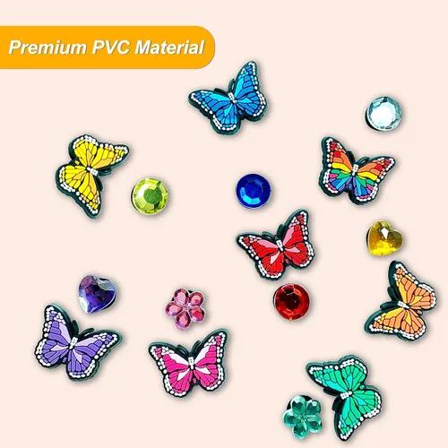 Miniatura 2 de pocpockets Dijes de decoración de zapatos de mariposa para zapatos, pulseras, pulseras y pulseras de PVC, decoración para mujeres, regalos de fiesta