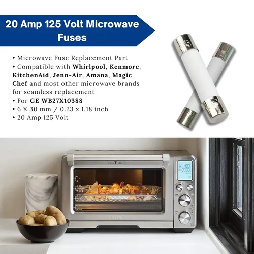 Miniatura 4 de Paquete de 5 fusibles de microondas – 20 amperios 250 V de cerámica, soplado lento, 0.236 x 1.181 in, reemplazo universal para GE WB27X10388