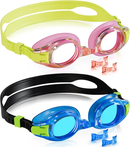 Miniatura 25 de Aegend - Paquete de 2 gafas para niños, gafas de natación para niños de 4 a 16 años, niños y niñas jóvenes, gafas de piscina antivaho, impermeables