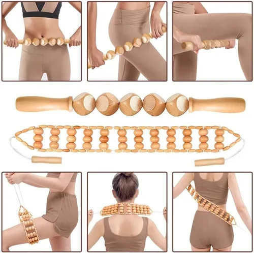 Miniatura 6 de JUANWAN Juego de herramientas de masaje de terapia de madera 10 en 1 Gua Sha Masajeador de madera para moldeo corporal Juego de herramientas