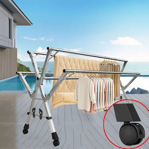 Miniatura 3 de Escurridor de ropa de acero inoxidable – Estante de secado de ropa plegable resistente de 5 varillas, ahorro de espacio para interiores