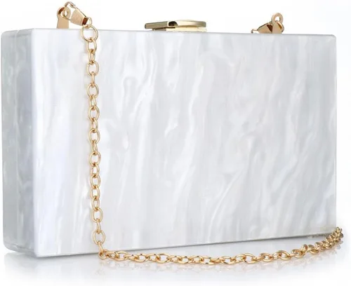 Simcat Bolso de mano de acrílico para mujer, bolso de noche marmoleado elegante, bolso cruzado para dama banquete de boda y uso diario