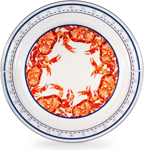 Miniatura 7 de Golden Rabbit Enamelware - Patrón de cangrejo azul - Bandeja redonda de 20 pulgadas para servir