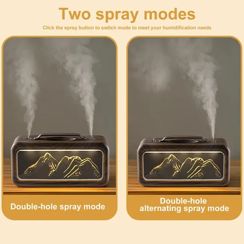 Miniatura 2 de Humidificador de doble pulverización, 20.3 fl oz, pequeño humidificador silencioso de niebla fría para plantas, dormitorio, oficina, hogar, Grano