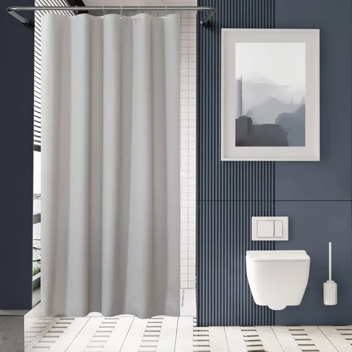 Miniatura 29 de AmazerBath - Cortina de ducha de plástico, 70 x 72 pulgadas, cortina de ducha esmerilada de plástico, impermeable, pesada, gruesa, con 3 piedras