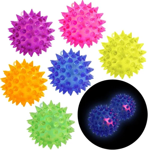 Paquete de 6 bolas sensoriales con puntas que brillan en la oscuridad, para aliviar el estrés, bolas sensoriales con pinchos, bolas de goma para
