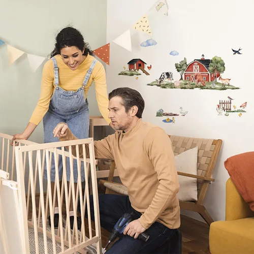 Miniatura 4 de SUPERDANT - Calcomanías de pared de animales de granja, 8 estilos, decoración de pared de animales de granja, pájaros, ovejas, pollos, calcomanías