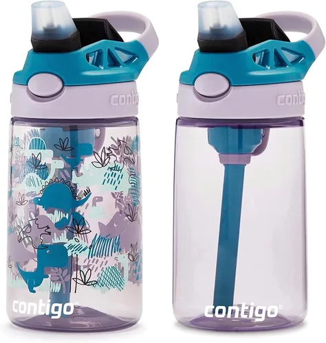 Miniatura 4 de Contigo Aubrey - Botella de agua fácil de limpiar pniños con pajilla de silicona y tapa a prueba de derrames, apta plavavajillas, 14 onzas, paquete