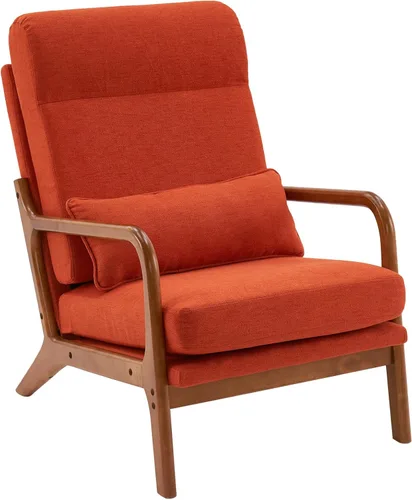 Miniatura 15 de Silla decorativa para sala de estar, sillón tapizado moderno de mediados de siglo con almohada, sillón de lectura, cómoda silla decorativa para Gris