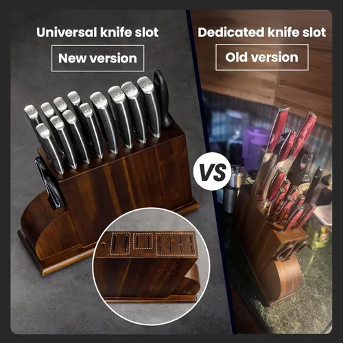 Miniatura 9 de Juego de cuchillos magnéticos de 15 piezas para cocina con bloque, juego de cuchillos de cocina hechos de acero inoxidable alemán de alto carbono