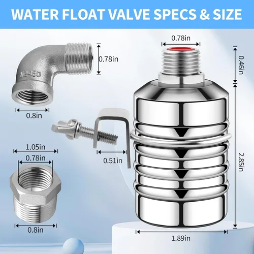 Miniatura 2 de Válvula de flotador de agua para tanque de agua, sistema de control automático de nivel de agua Aquapulse, válvula de flotador de acero inoxidable