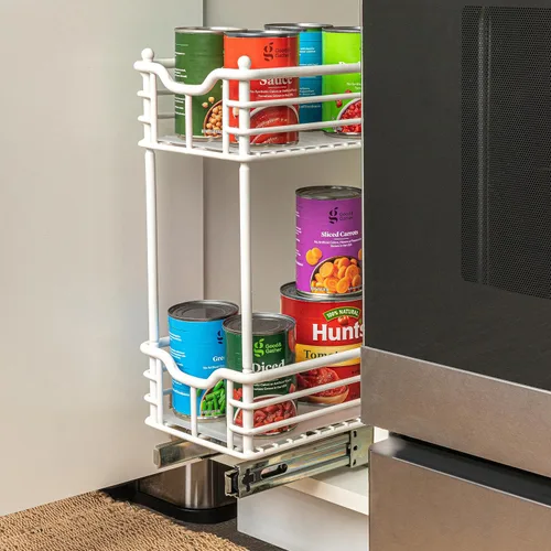 Miniatura 2 de Household Essentials Organizador deslizante de dos niveles de acero blanco con forros de plástico