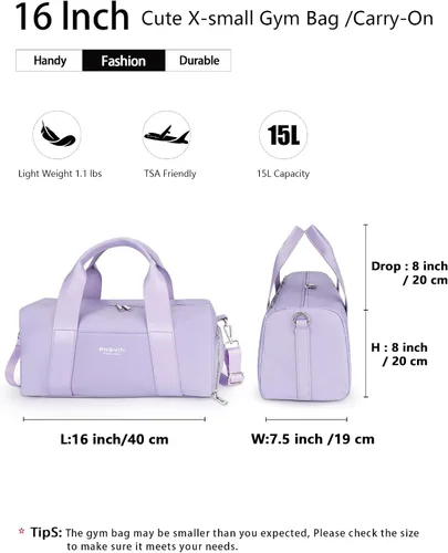Miniatura 2 de Pequeña bolsa deportiva de gimnasio para mujeres y niñas, bolsa de lona para entrenamiento de fitness, viajes, baile, ballet, natación